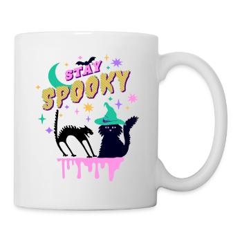 Stay Spooky Halloween schwarze Katzen mit Hexenhut - Tasse - Weiß - Rechts