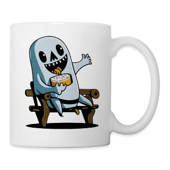 Sandwich fantôme d’Halloween sur le banc du parc - Mug blanc - blanc - Droite