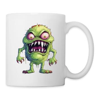 Halloween Monster Zombie Gruselig Horror Kostüm - Tasse - Weiß - Rechts