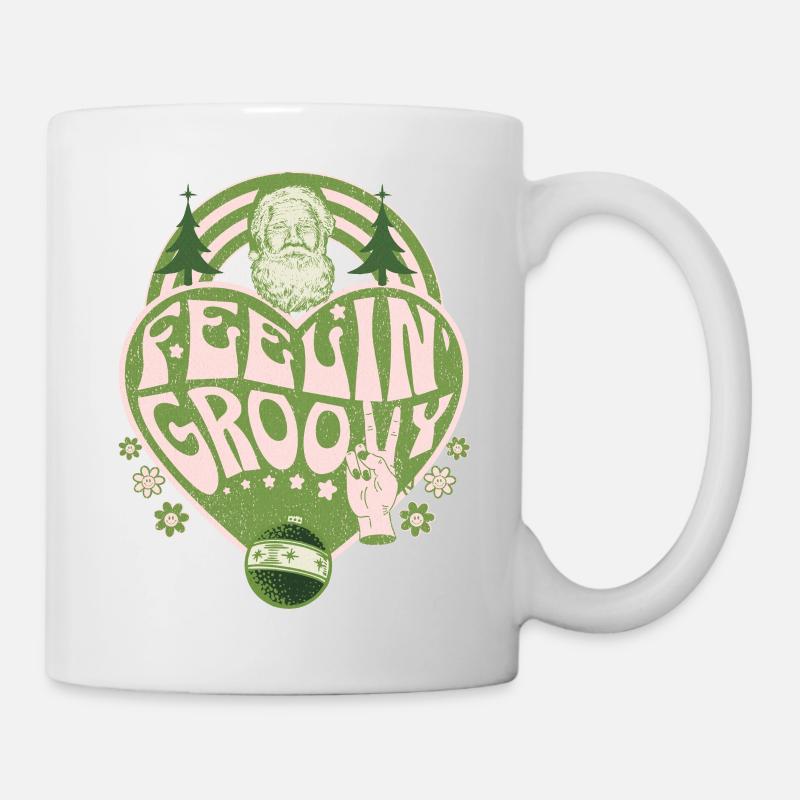 Groovy Retro Style Christmas Santa - Mug - white