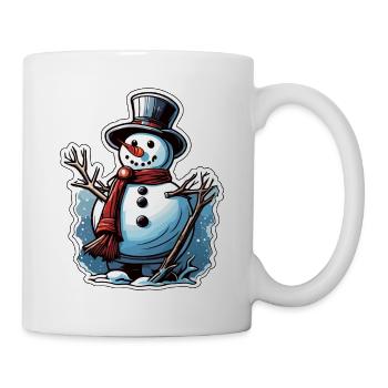 Schneemann / Winter / Schnee / Comic / kalt - Tasse - Weiß - Rechts