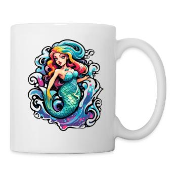 Meerjungfrau / Nixe / Fabelwesen / Flosse / Meer - Tasse - Weiß - Rechts