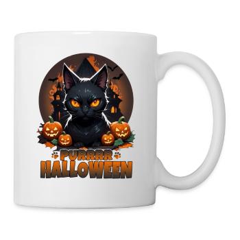 SCHNURREN HALLOWEEN SCHWARZE KATZE - Tasse - Weiß - Rechts