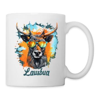 Hirsch Lausbua Kunst Krafttier Dorffest - Tasse - Weiß - Rechts