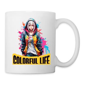 Anime Mädchen mit Farbflecken - Tasse - Weiß - Rechts