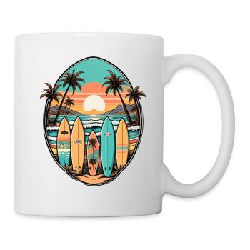 surf plage palmier soleil vacances - Mug blanc - blanc - Droite
