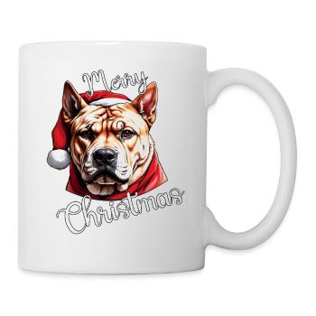 Weihnachtlicher Presa Canario mit Nikolausmütze - Tasse - Weiß - Rechts