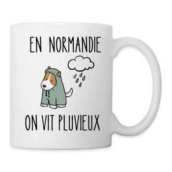 en normandie on vit pluvieux - Mug blanc - blanc - Droite