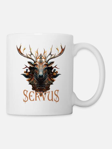 Hirsch Servus Dorffest, Geschenk Tracht, Landwirt - Tasse - Weiß