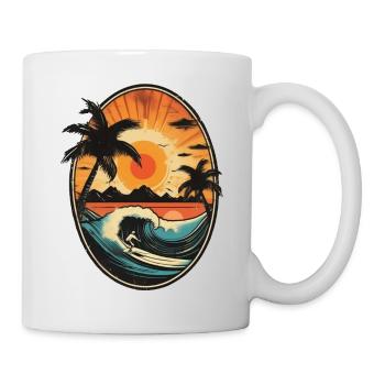 Surfing Beach Palm Tree Sunshine Holidays - Mug - white - Right