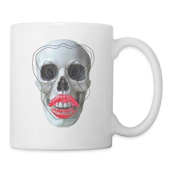 Crâne aux lèvres rouges - Mug blanc - blanc - Droite