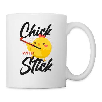Poussin de poulet de hockey sur gazon avec - Mug blanc - blanc - Droite