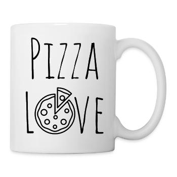 Pizza Love Kochen Essen schwarz Spruch Küche - Tasse - Weiß - Rechts