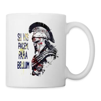 Spartaner mit Helm Shirt, für Sparta! - Tasse - Weiß - Rechts