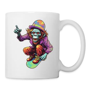 Psychédélique Skateboard Zombie Monkey - Mug blanc - blanc - Droite