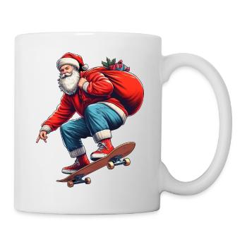 Père Noël rétro sautant sur une planche avec un sac de cadeaux - Mug blanc - blanc - Droite