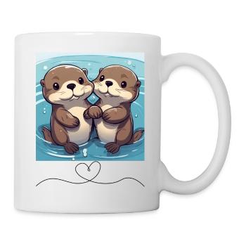Otter Pärchen - Tasse - Weiß - Rechts