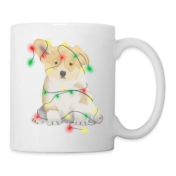 Weihnachtlicher lustiger Hund - Tasse - Weiß - Rechts