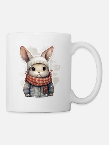 Hasen Fellnase im Winter - Tasse - Weiß