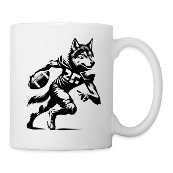 Wolf spielt American Football - Tasse - Weiß - Rechts