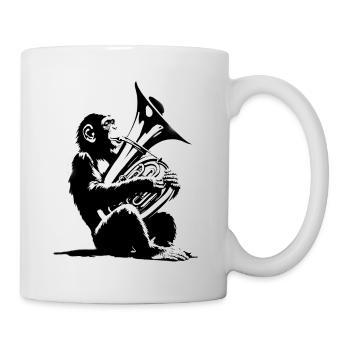 Singe Orchestre Tuba Street Art Banksy Style - Mug blanc - blanc - Droite