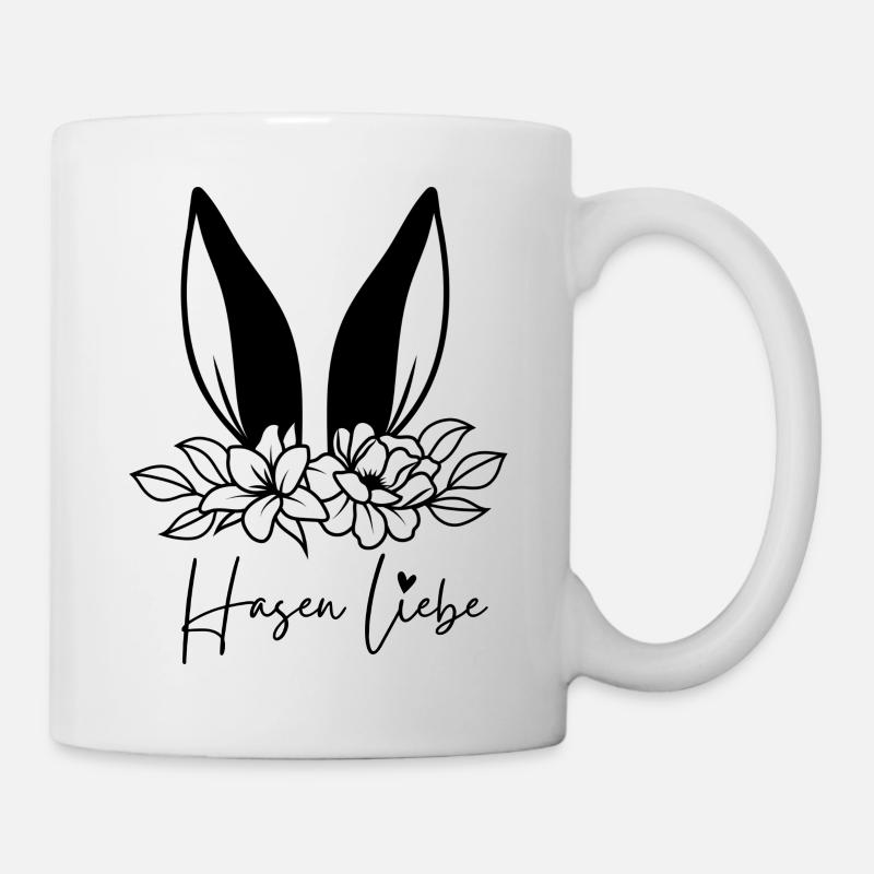 Hasenliebe Herz Floral - Tasse - Weiß