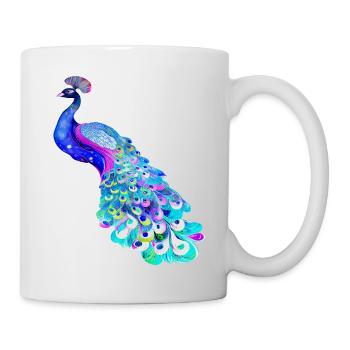 peacock bird colorful beautiful fantasy colorful - Mug - white - Right
