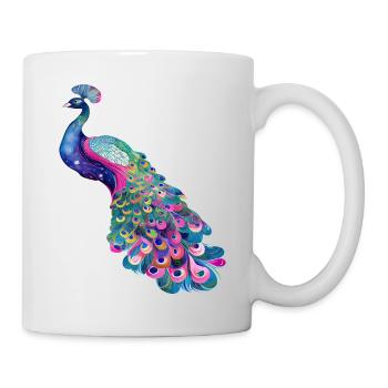 peacock bird colorful beautiful fantasy colorful - Mug - white - Right