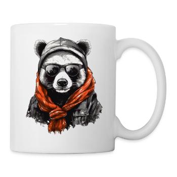 Panda T-Shirt Cooler Pandabär mit Sonnenbrille - Tasse - Weiß - Rechts