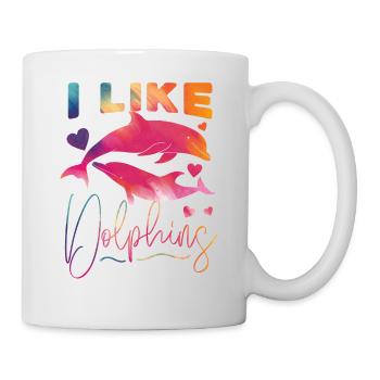 Dolphin Watercolor I Like Dolphins - Tasse - Weiß - Rechts