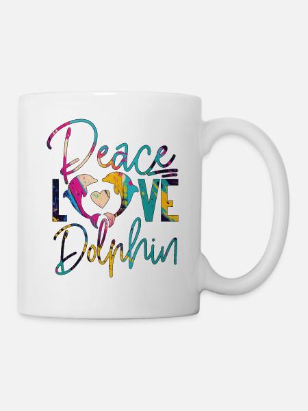 Dolphin Peace Love Dolphin - Tasse - Weiß
