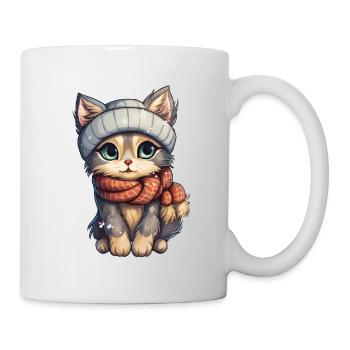 Katze im Winter - Tasse - Weiß - Rechts