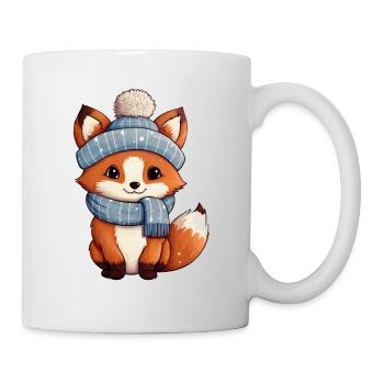 Tiere im Winter Fuchs mit Mütze und Schal - Tasse - Weiß - Rechts