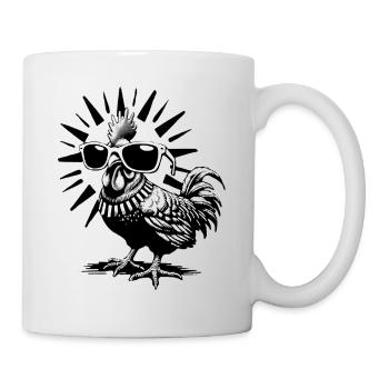 Das Ultra-Huhn macht Urlaub mit Sonnenbrille - Tasse - Weiß - Rechts