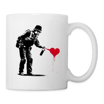English police officer spraying a red heart - Mug - white - Right