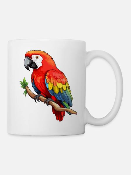 Farbenprächtiger Papagei Ara - Tasse - Weiß