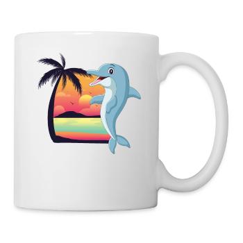 Dolphin Beach Palm Tree Sunset - Mug - white - Right