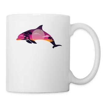 Dolphin Palm Tree Sunset - Mug - white - Right