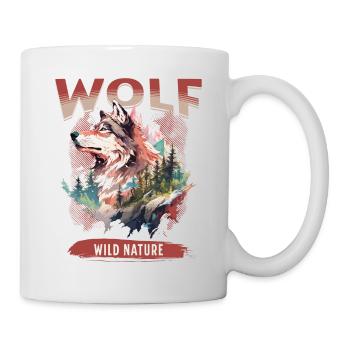 Loup tête de loup Nature nature sauvage aventure forêt Art - Mug blanc - blanc - Droite