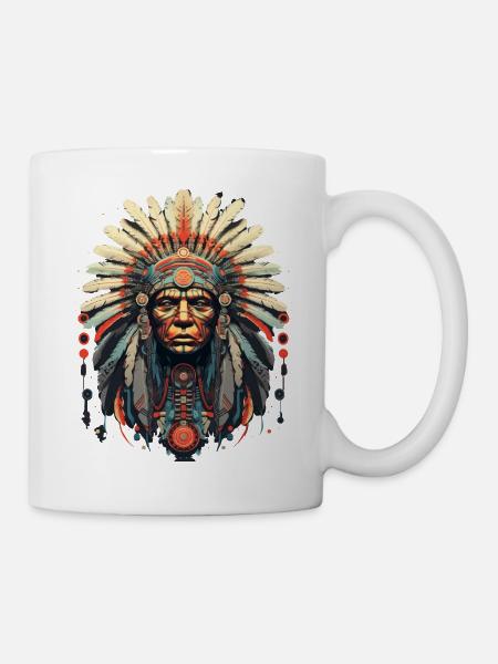 Native American Design Native American Head - Mug - white