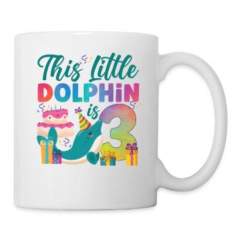 Dolphin 3rd Birthday Watercolor - Tasse - Weiß - Rechts