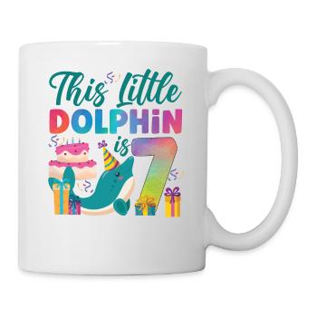 Dolphin 7th Birthday Watercolor - Mug - white - Right