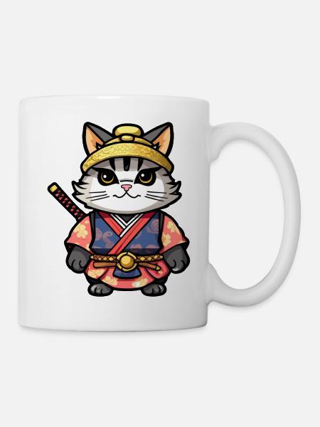 Samurai-Katze #13 - Tasse - Weiß