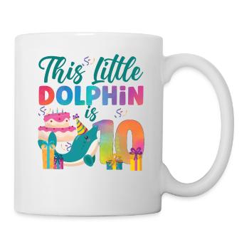 Dolphin 10th Birthday Watercolor - Tasse - Weiß - Rechts