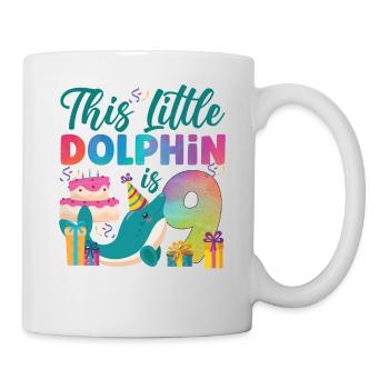 Dolphin 9th Birthday Watercolor - Tasse - Weiß - Rechts