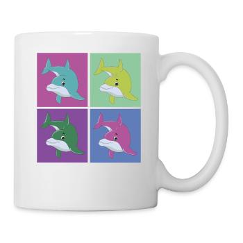 Dauphin rétro des années 80 des années 90 Vintage - Mug blanc - blanc - Droite