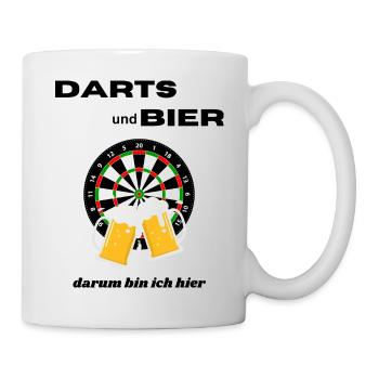 Darts und Bier darum bin ich hier! - Tasse - Weiß - Rechts