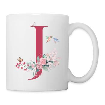 Buchstabe j floral - Geschenkidee - Tasse - Weiß - Rechts