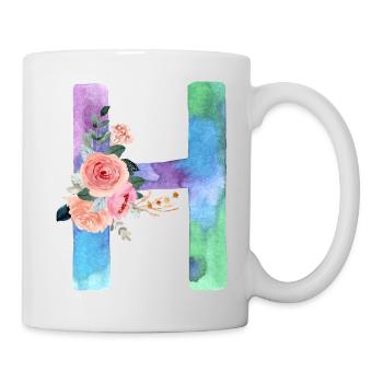 Buchstabe H Aquarell - Tasse - Weiß - Rechts