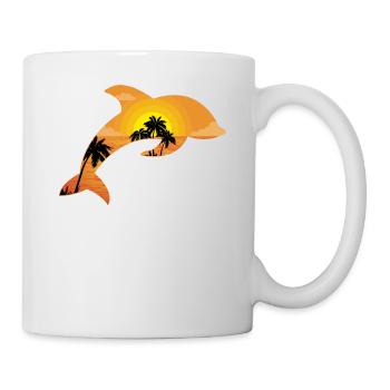 Dolphin Palm Tree Sunset - Mug - white - Right